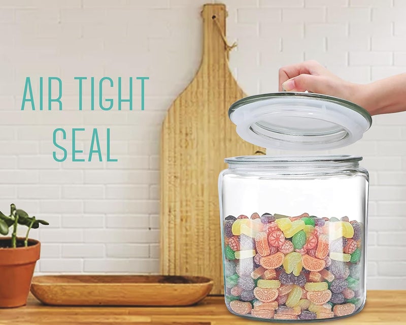 Outshine 1 Gallon Cookie Jar for Kitchen Countertop| Airtight Glass Storage Jars for Candy, Coffee, Dog Treats| Large Glass Apothecary Jars with Lids| Large Food Storage Container for Kitchen, Pantry - Image 5